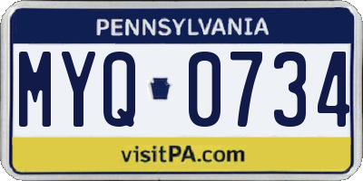 PA license plate MYQ0734