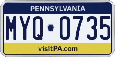 PA license plate MYQ0735