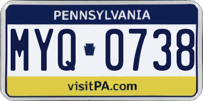 PA license plate MYQ0738