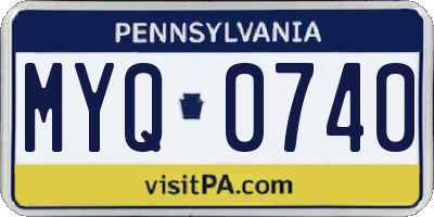 PA license plate MYQ0740