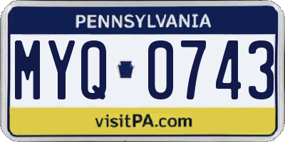 PA license plate MYQ0743
