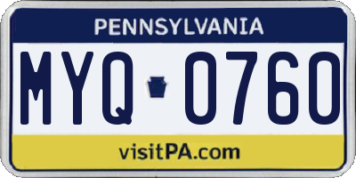 PA license plate MYQ0760
