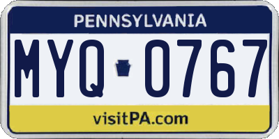 PA license plate MYQ0767