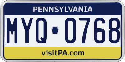 PA license plate MYQ0768