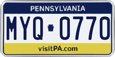PA license plate MYQ0770