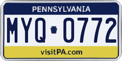 PA license plate MYQ0772