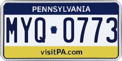 PA license plate MYQ0773