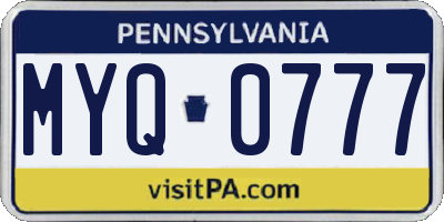 PA license plate MYQ0777