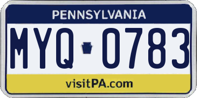 PA license plate MYQ0783