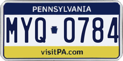 PA license plate MYQ0784