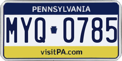PA license plate MYQ0785