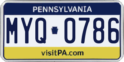 PA license plate MYQ0786