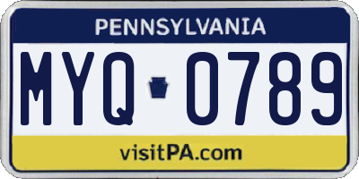 PA license plate MYQ0789
