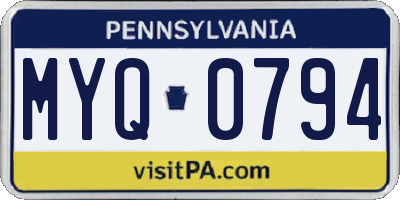 PA license plate MYQ0794