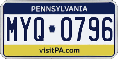 PA license plate MYQ0796