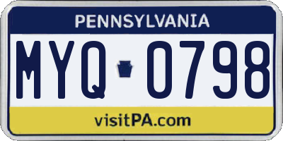 PA license plate MYQ0798
