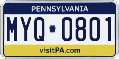PA license plate MYQ0801