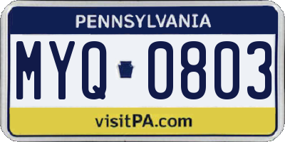 PA license plate MYQ0803