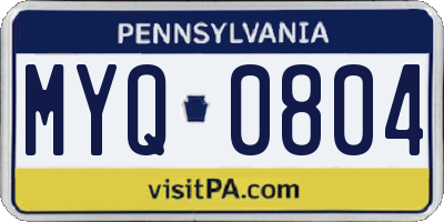 PA license plate MYQ0804