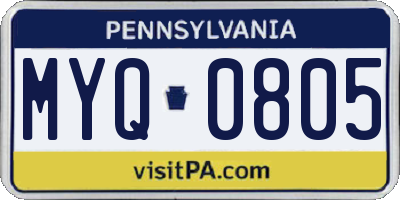 PA license plate MYQ0805