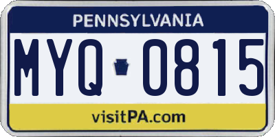 PA license plate MYQ0815