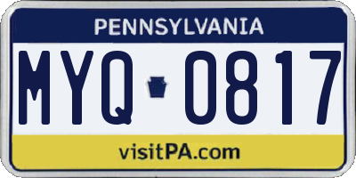 PA license plate MYQ0817