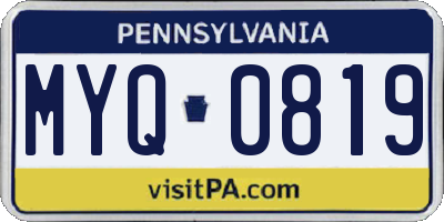 PA license plate MYQ0819