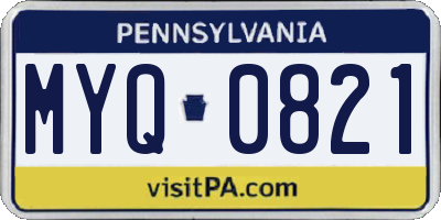 PA license plate MYQ0821