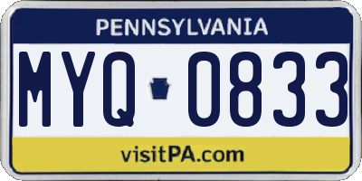 PA license plate MYQ0833