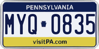 PA license plate MYQ0835