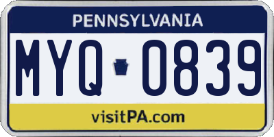 PA license plate MYQ0839
