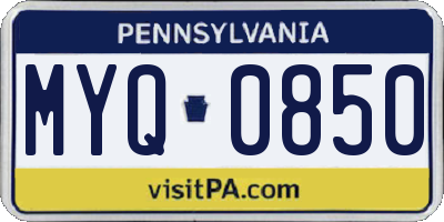 PA license plate MYQ0850