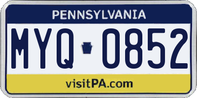 PA license plate MYQ0852
