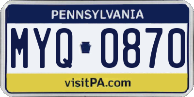PA license plate MYQ0870