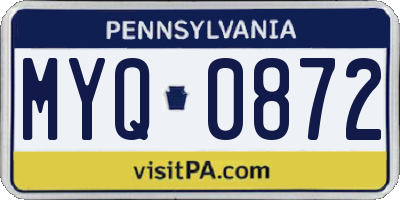 PA license plate MYQ0872