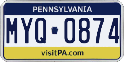 PA license plate MYQ0874