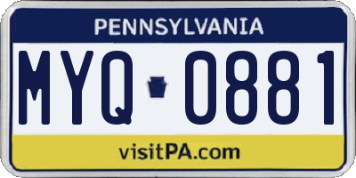 PA license plate MYQ0881