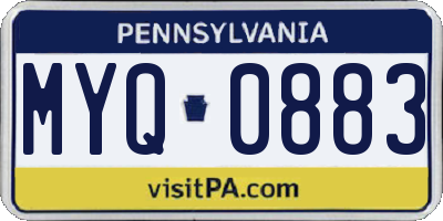 PA license plate MYQ0883