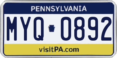 PA license plate MYQ0892