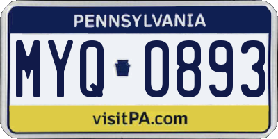 PA license plate MYQ0893