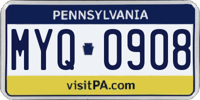 PA license plate MYQ0908