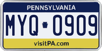 PA license plate MYQ0909