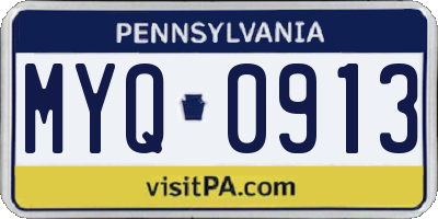 PA license plate MYQ0913