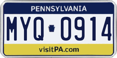 PA license plate MYQ0914