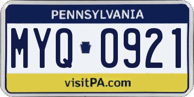 PA license plate MYQ0921