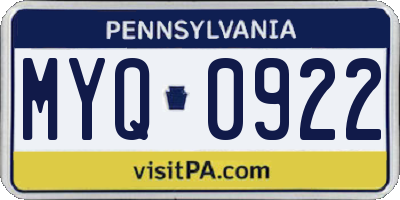 PA license plate MYQ0922