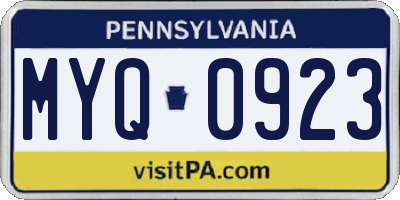 PA license plate MYQ0923