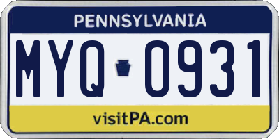 PA license plate MYQ0931
