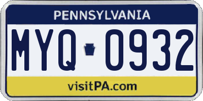 PA license plate MYQ0932