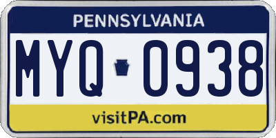 PA license plate MYQ0938